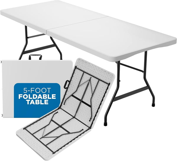 Portable Folding Table 5-Foot for Picnic BBQ Party