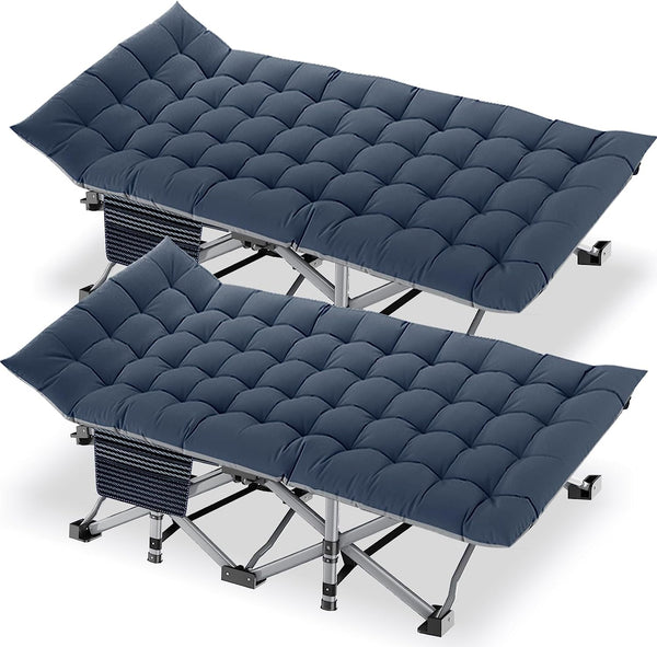 Folding Camping Cots for Adults 2 Pack Heavy Duty cot with Carry Bag