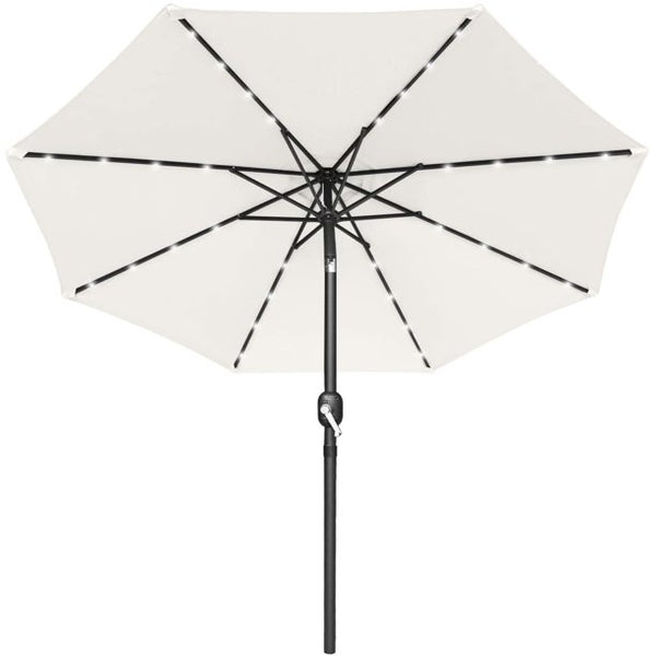 Vebreda 10ft Solar Umbrella 32 LED Lighted Market Patio Umbrella, Cream