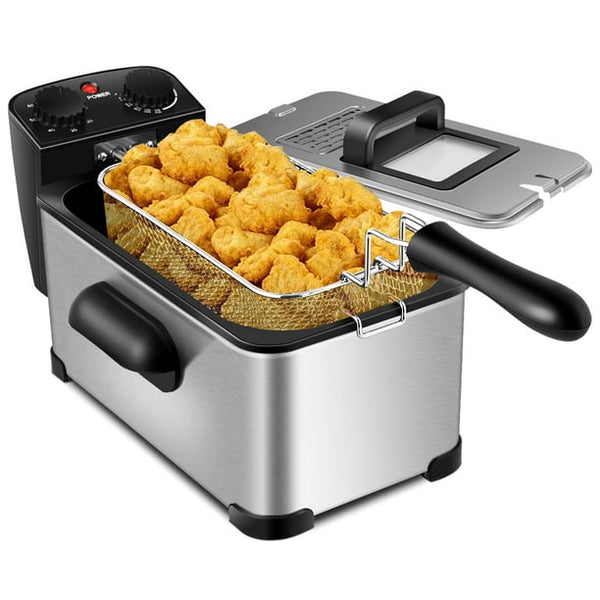 Vebreda 3.2 Quart Electric Deep Fryer 1700W Stainless Steel Timer Frying Basket