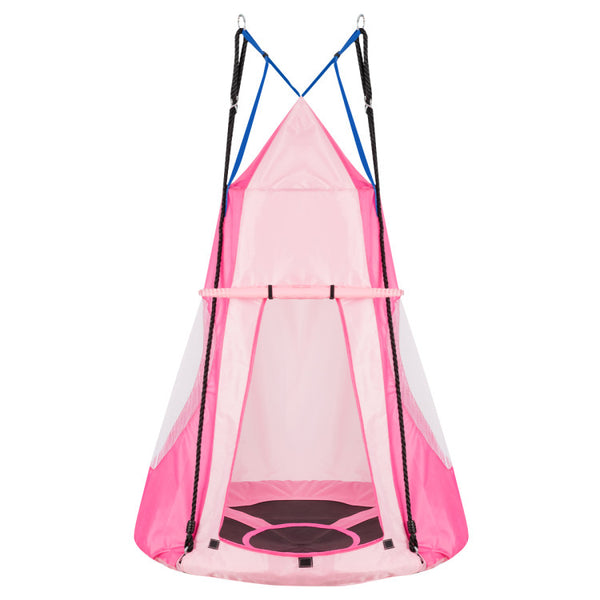 Vebreda 2-in-1 40 Inch Kids Hanging Chair Detachable Swing Tent Pink