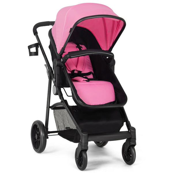 Vebreda 2-in-1 Foldable Pushchair Newborn Infant Baby Stroller Pink