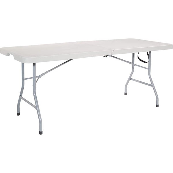 Vebreda Office Star Resin Rectangle Center-Folding Portable Table for Picnics, Camping, and Tailgating, 6 Feet, Grey