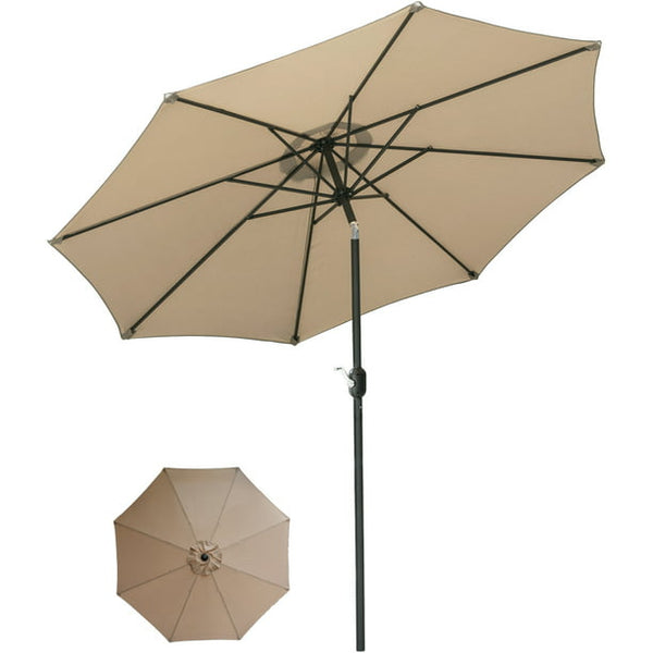 Vebreda 9ft Patio Umbrella Outdoor Market Table Umbrella with 8 Ribs, Beige