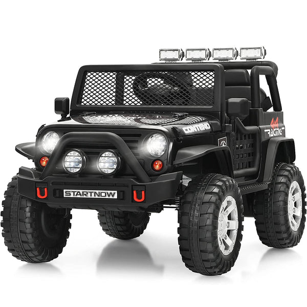 Vebreda 12V Kids Ride On Truck Car w/ Remote Control, Spring Suspension, LED Lights - Black