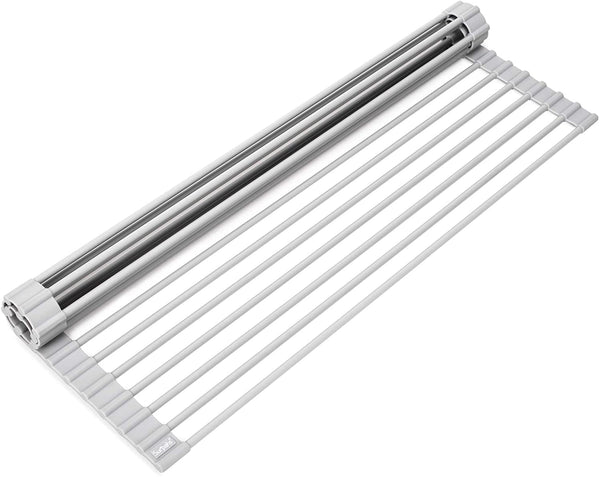 Vebreda 20.5in x 15.5in Over-The-Sink Silicone Wrapped Steel Roll-Up Foldable Dish Drying Rack