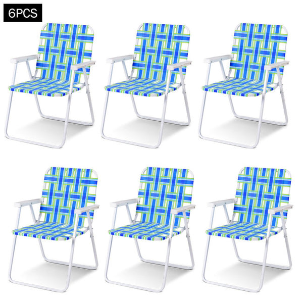 Vebreda 6 Pieces Folding Beach Chair Camping Lawn Webbing Chair