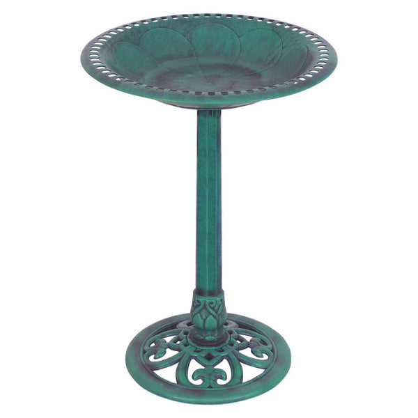 Vebreda Outdoor Garden Green Pedestal Bird Bath Feeder