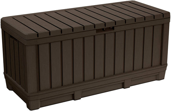 Vebreda 90 Gallon Resin Deck Box-Organization and Storage for Patio Furniture Outdoor Cushions, Throw Pillows, Garden Tools and Pool Toys, Brown