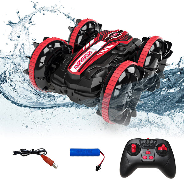 Vebreda Remote Controls Cars, RC Boat Sonic 2 Toys, 4WD Off Road Car Stunt 2.4GHz Land Water 2 in 1 Remote Control, RC Cars for Kids Boys