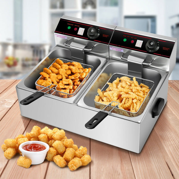 Vebreda 3400W Dual Tank Electric Countertop Deep Fryer