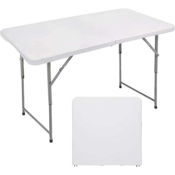 Vebreda Folding Utility Table, 4ft Fold-in-Half Portable Plastic Picnic Party Dining Camp Table