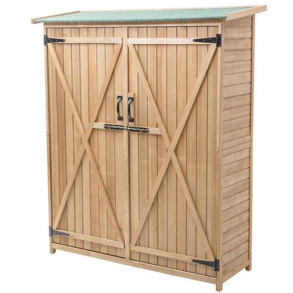 Vebreda 64 Inch Wooden Storage Shed Outdoor Fir Wood Cabinet