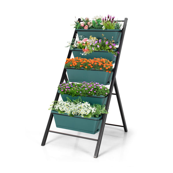 Vebreda 5-tier Vertical Garden Planter Box Elevated Raised Bed with 5 Container Green