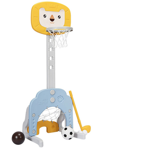 Vebreda 3-in-1 Adjustable Kids Basketball Hoop Sports Set Yellow